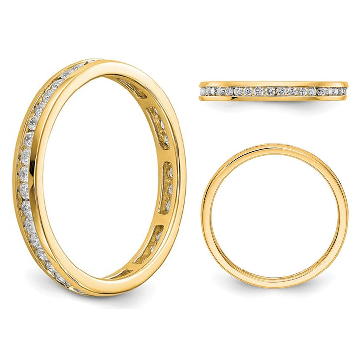 1/2 Carat (ctw H-I I1-I2) Diamond Eternity Wedding Band Ring in 14K Yellow Gold Image 2