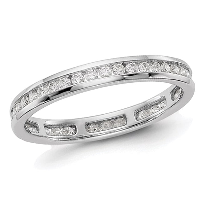 1/2 Carat (ctw H-I, I1-I2) Diamond Eternity Wedding Band Ring in 14K White Gold Image 1