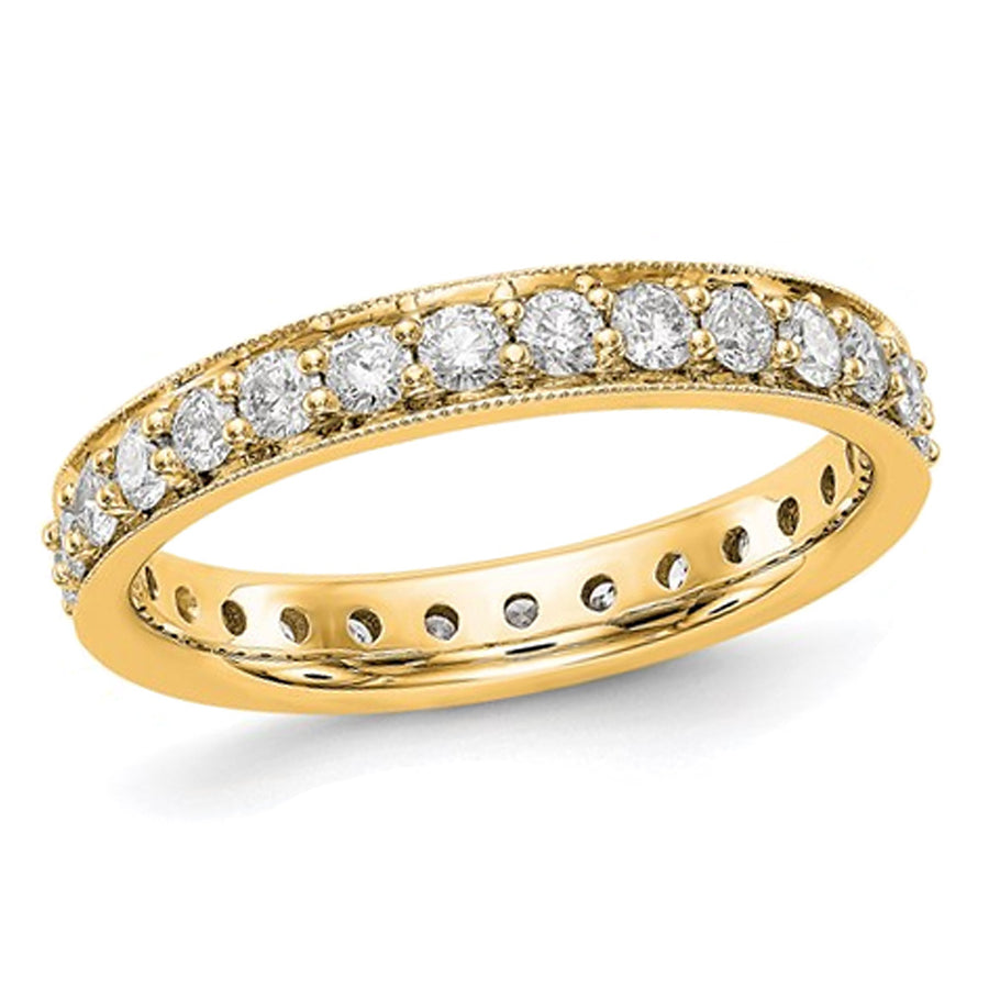 1.00 Carat (ctw Color H-I, I1-I2) Diamond Eternity Wedding Band Ring in 14K Yellow Gold Image 1