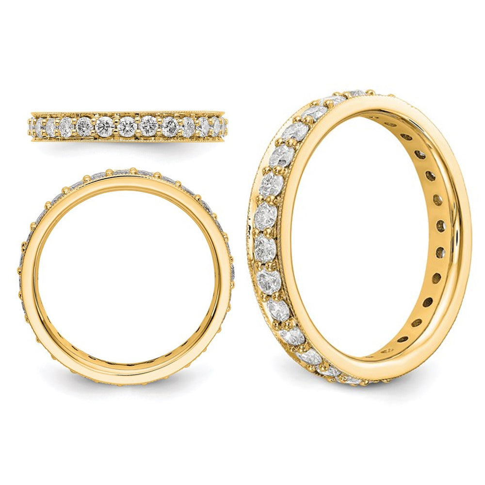 1.00 Carat (ctw Color H-I, I1-I2) Diamond Eternity Wedding Band Ring in 14K Yellow Gold Image 2