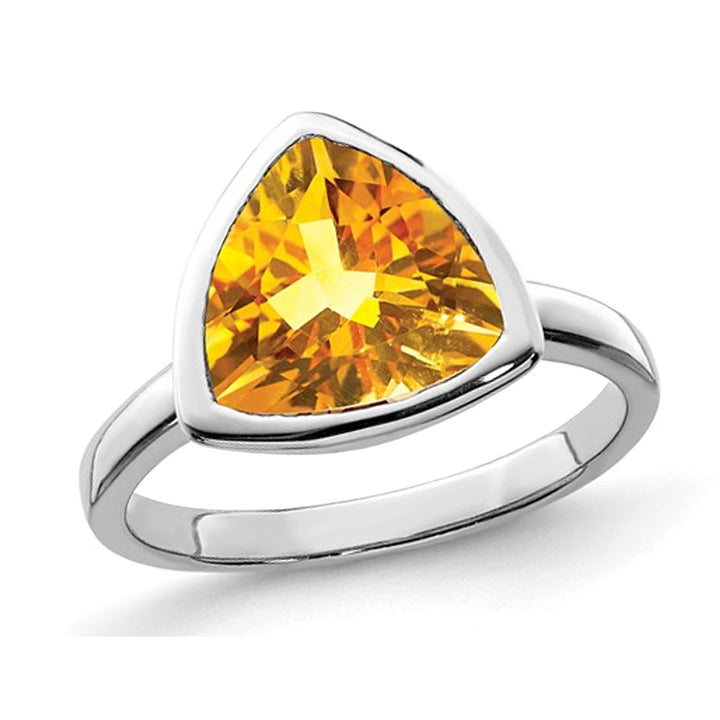 2.60 Carat (ctw) Trillion-Cut Citrine Ring in Sterling Silver Image 1