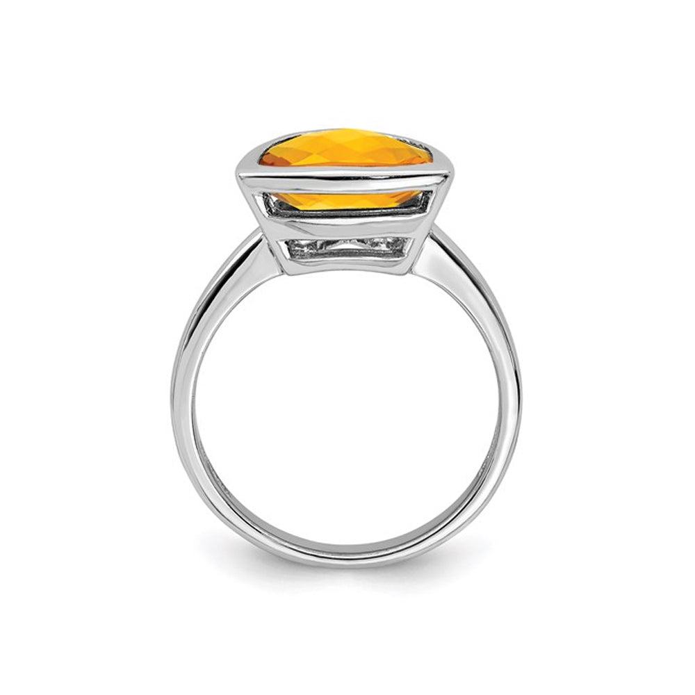 2.60 Carat (ctw) Trillion-Cut Citrine Ring in Sterling Silver Image 2