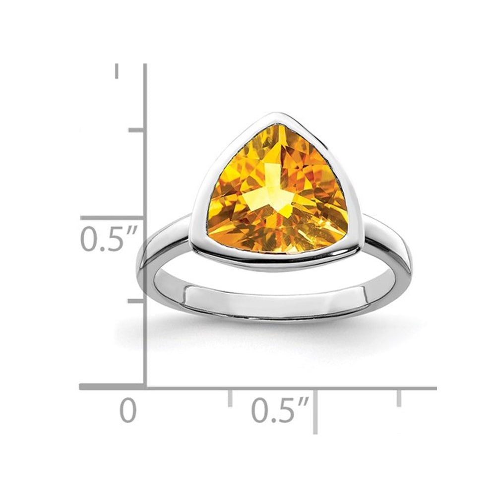 2.60 Carat (ctw) Trillion-Cut Citrine Ring in Sterling Silver Image 3