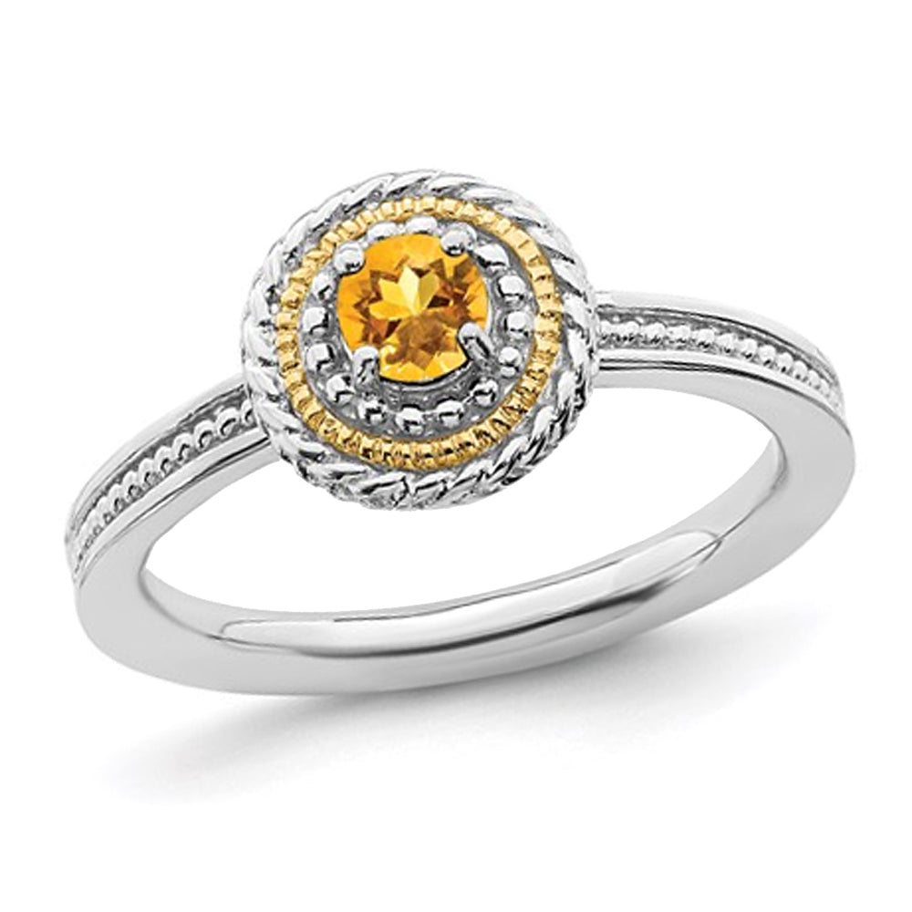 1/4 Carat (ctw) Citrine Solitaire Ring in Sterling Silver Image 1
