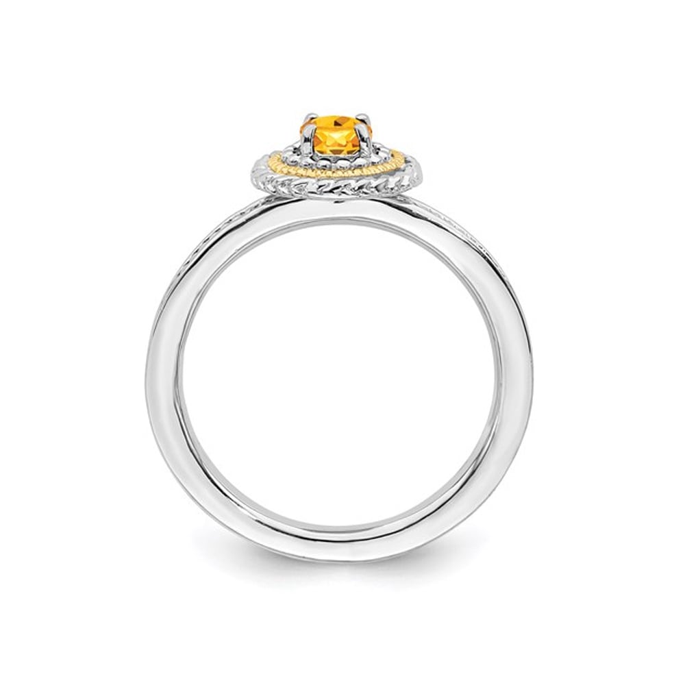 1/4 Carat (ctw) Citrine Solitaire Ring in Sterling Silver Image 2