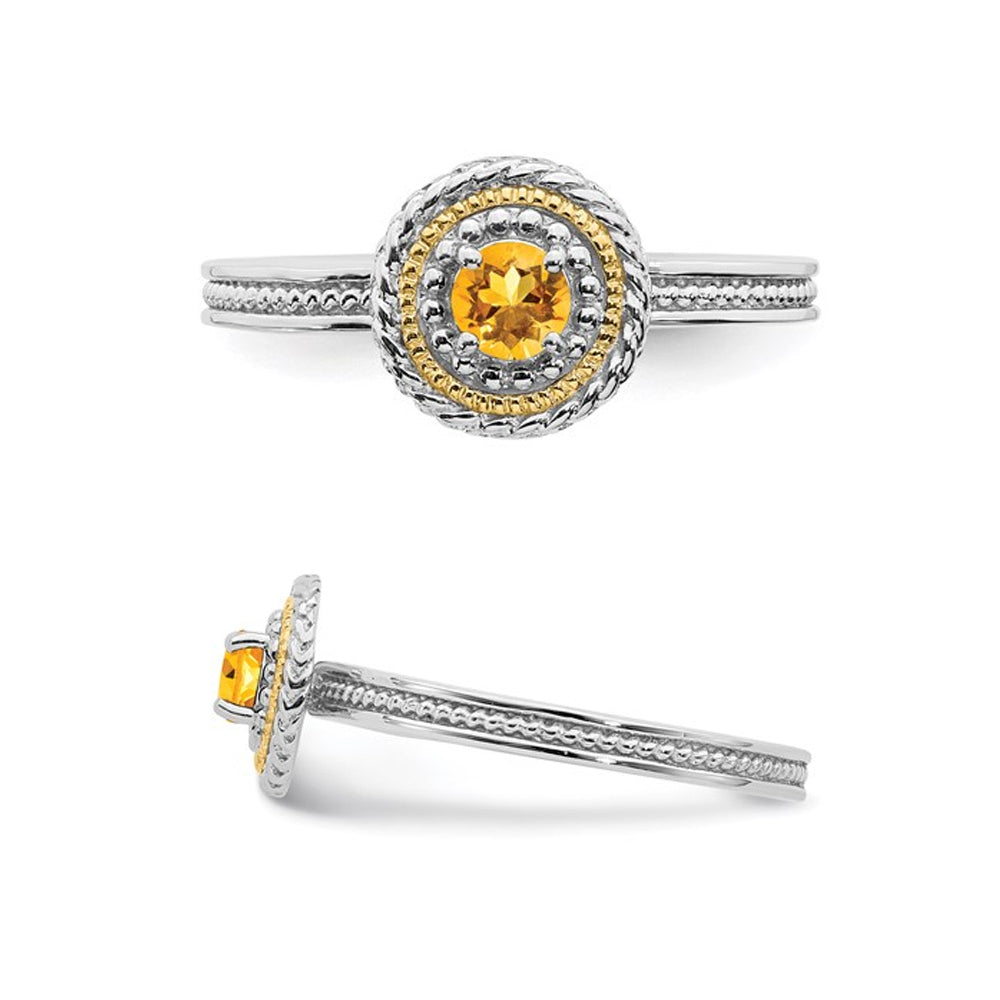 1/4 Carat (ctw) Citrine Solitaire Ring in Sterling Silver Image 3