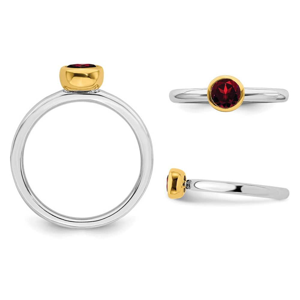 3/5 Carat (ctw) Solitaire Garnet Ring in Sterling Silver with Yellow Accent Image 3