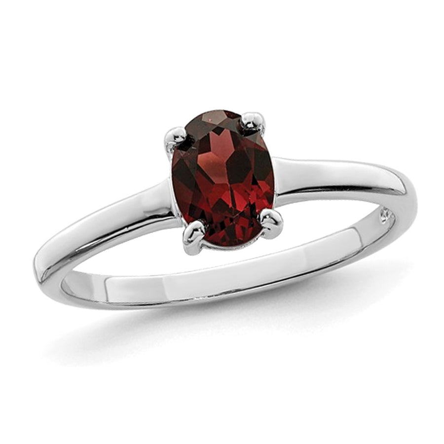 1.90 Carat (ctw) Oval-Cut Red Garnet Ring in Sterling Silver Image 1