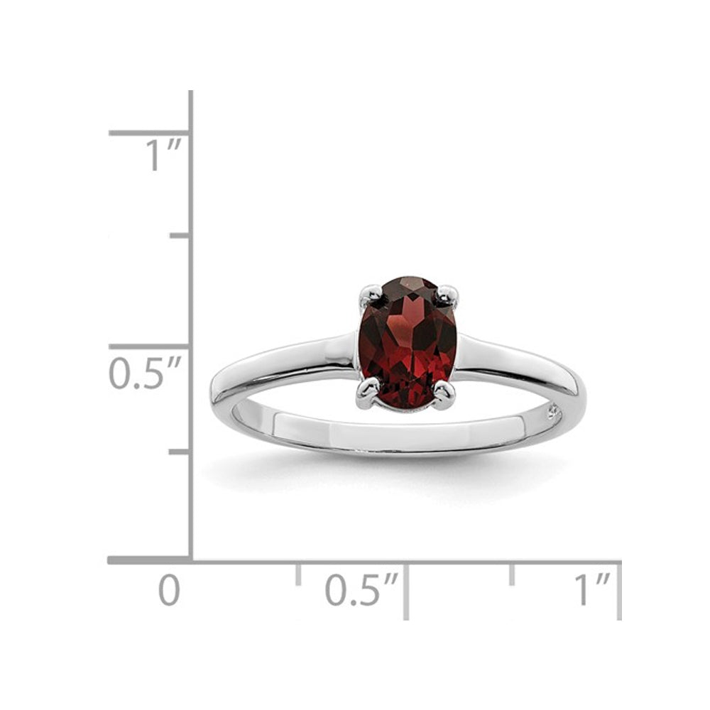 1.90 Carat (ctw) Oval-Cut Red Garnet Ring in Sterling Silver Image 2
