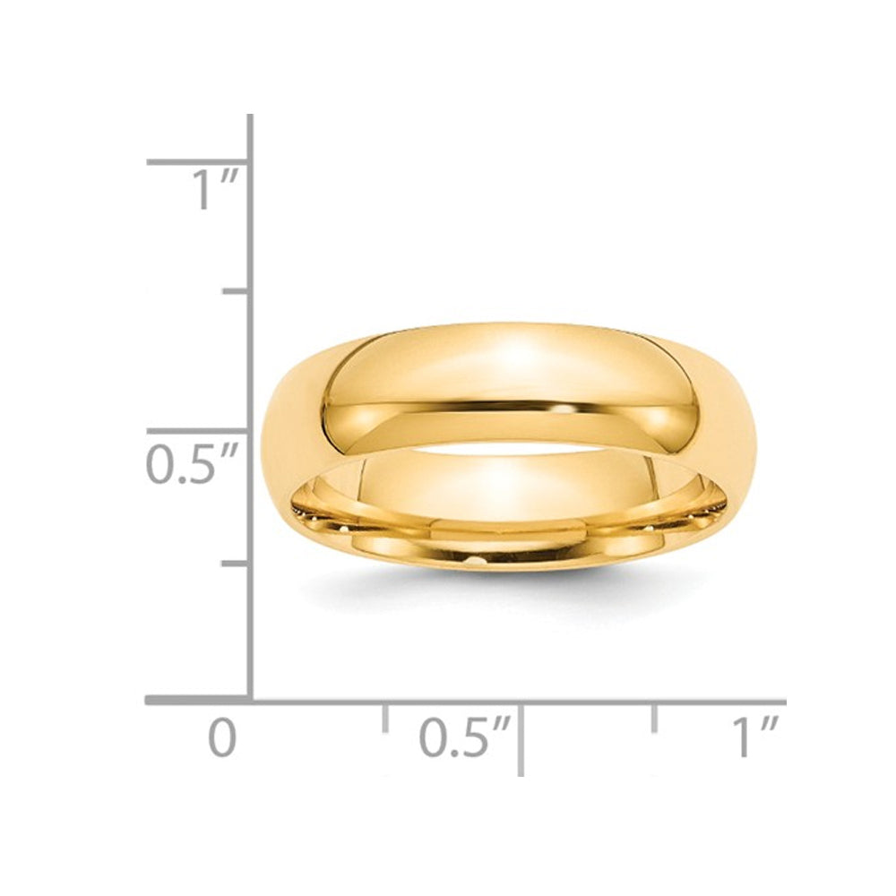 Mens or Ladies 14K Yellow Gold 6mm Comfort Fit Wedding Band Ring Image 2