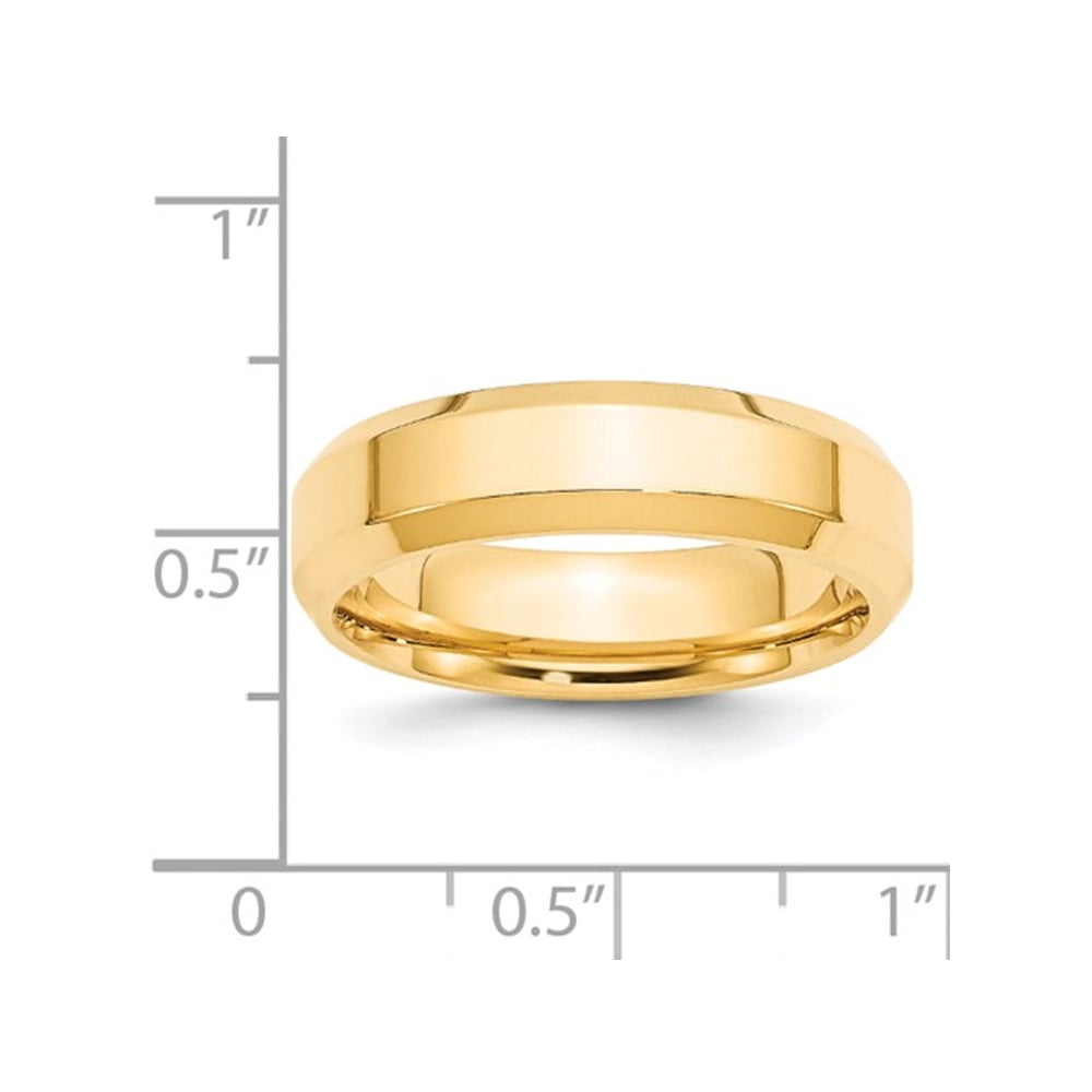 Mens 14K Yellow Gold 6mm Wedding Band Ring with Bevel Edge Image 2