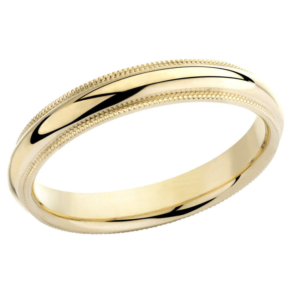 Ladies 14K Yellow Gold 4mm Comfort Fit Milgrain Wedding Band Ring Image 2