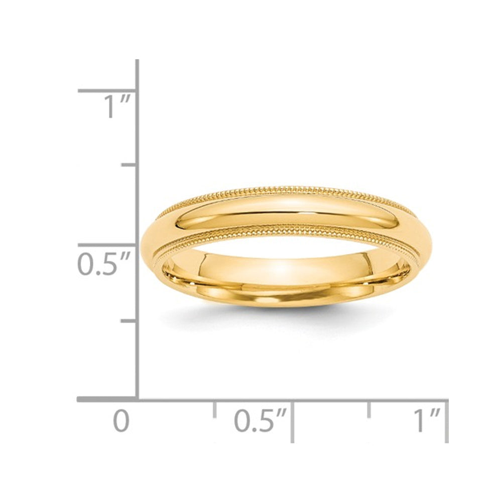 Ladies 14K Yellow Gold 4mm Comfort Fit Milgrain Wedding Band Ring Image 3