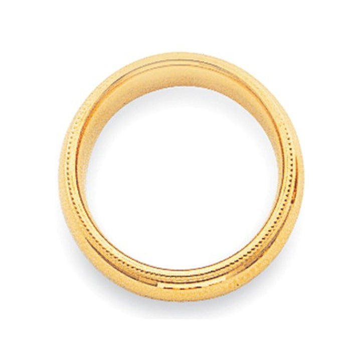 Ladies 14K Yellow Gold 4mm Comfort Fit Milgrain Wedding Band Ring Image 4