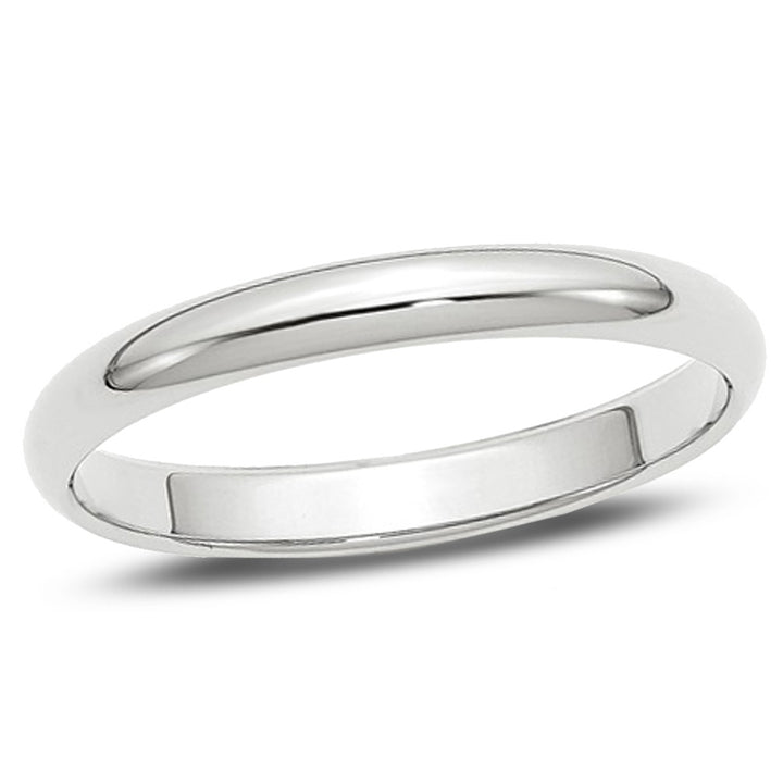 Ladies 14K White Gold 3mm Wedding Band Ring Image 1
