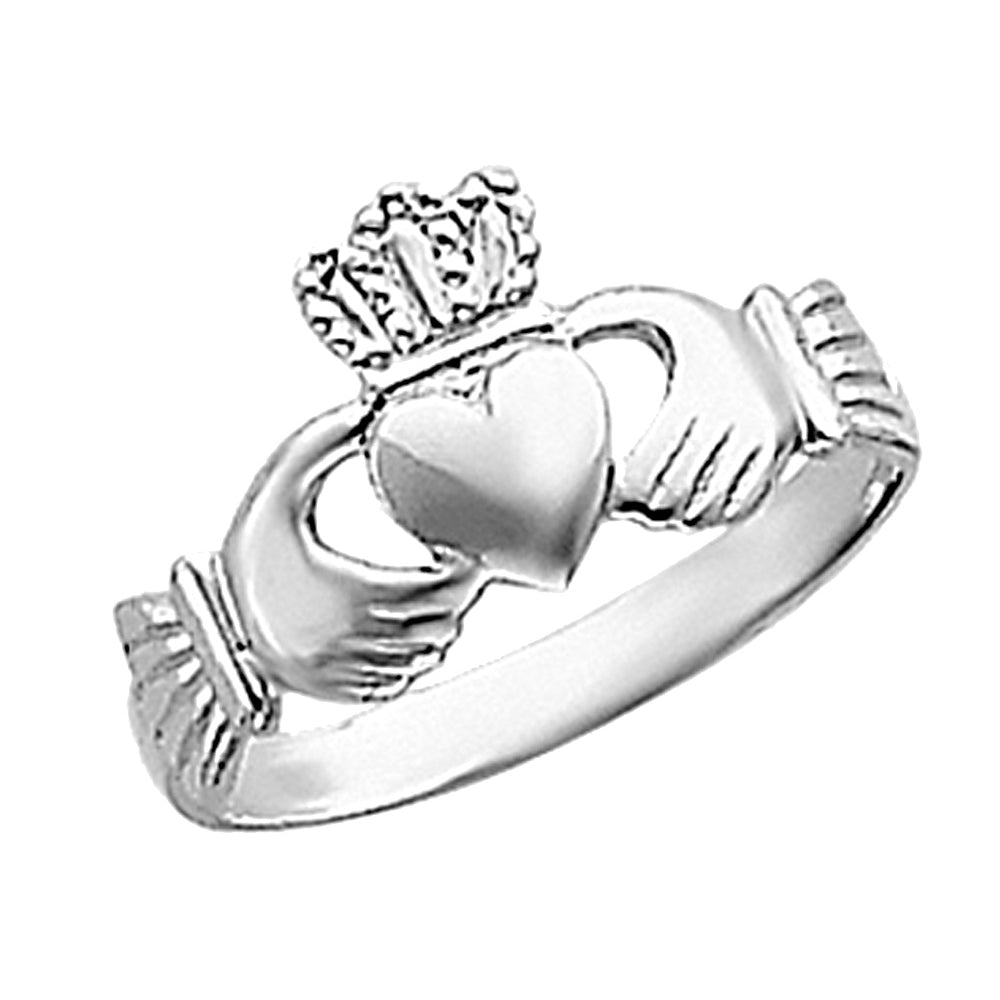 Ladies 14K White Gold Polished Claddagh Ring Image 2