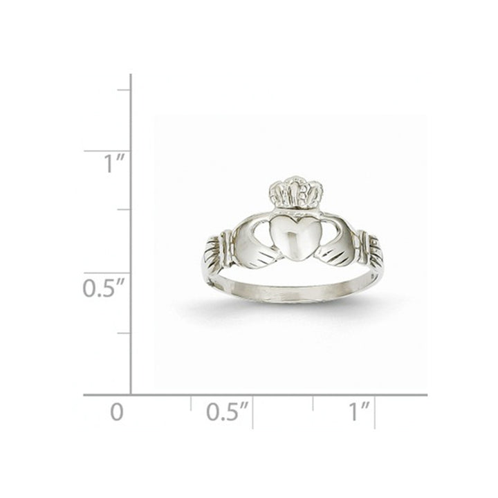 Ladies 14K White Gold Polished Claddagh Ring Image 3