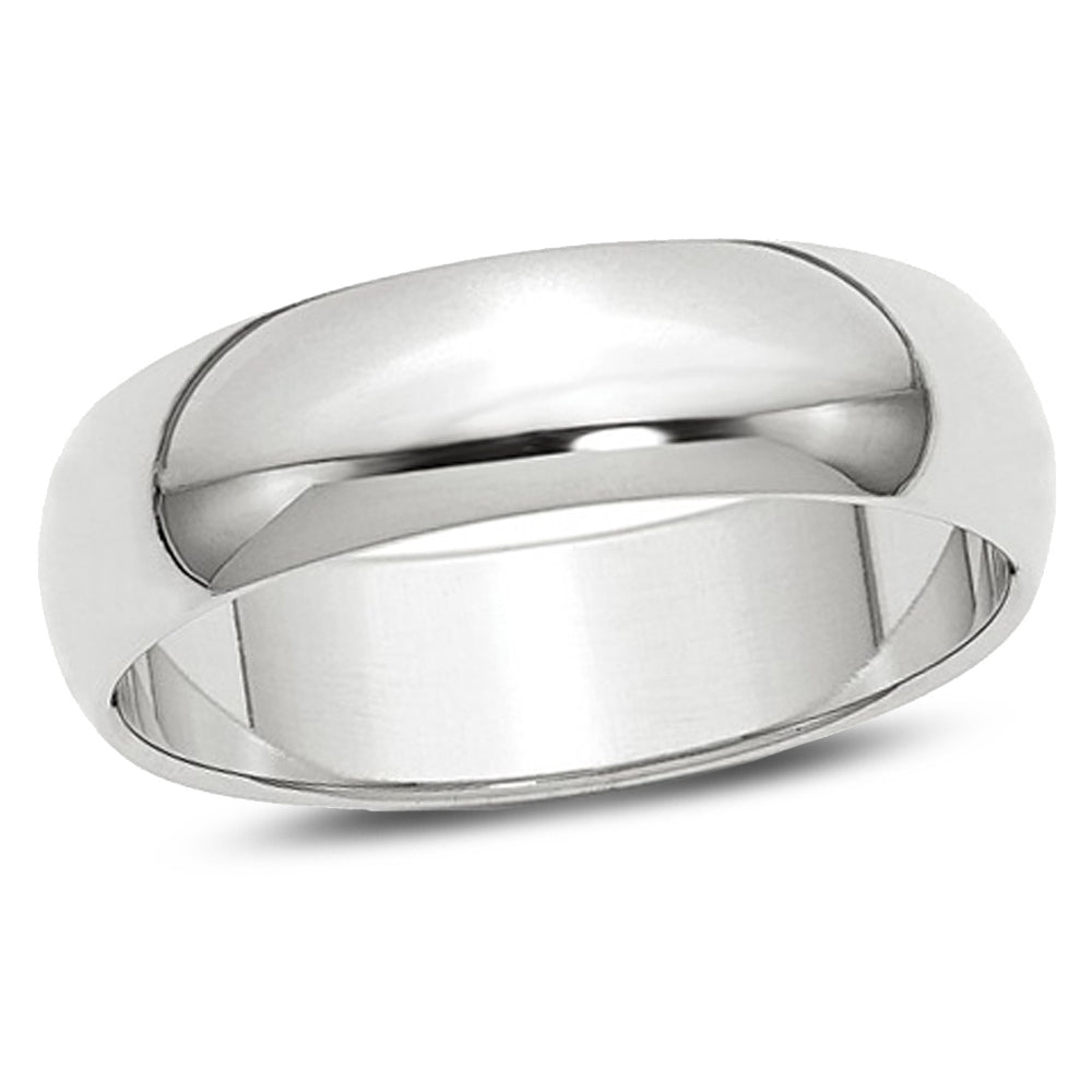 Mens or Ladies 14K White Gold 6mm Wedding Band Ring Image 1