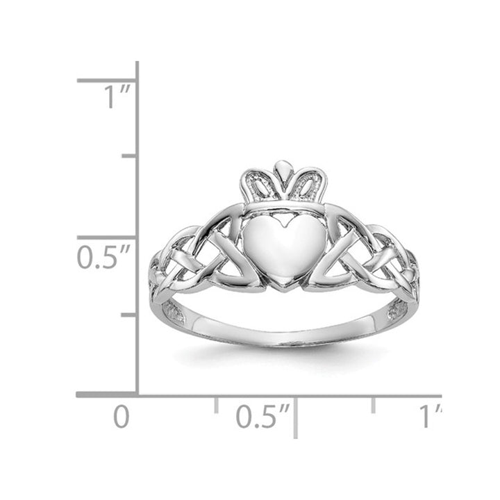 Mens Claddagh Ring in 14K White Gold Image 3