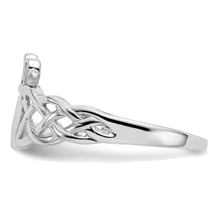 Mens Claddagh Ring in 14K White Gold Image 4