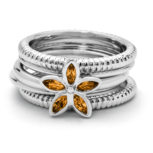 1/3 Carat (ctw) Citrine Flower Ring  in Sterling Silver Image 2