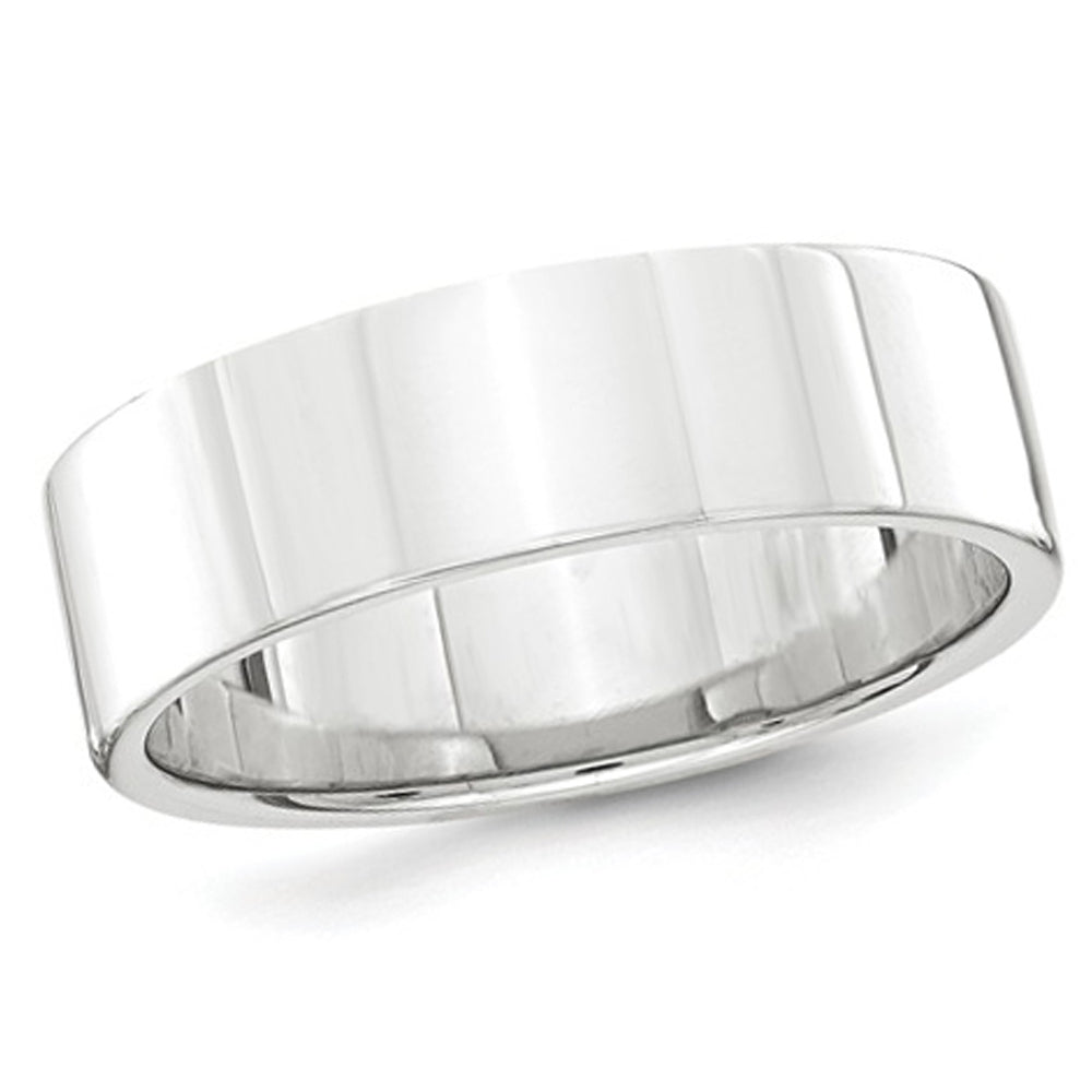 Mens 6mm Platinum Flat Wedding Band Ring Image 1