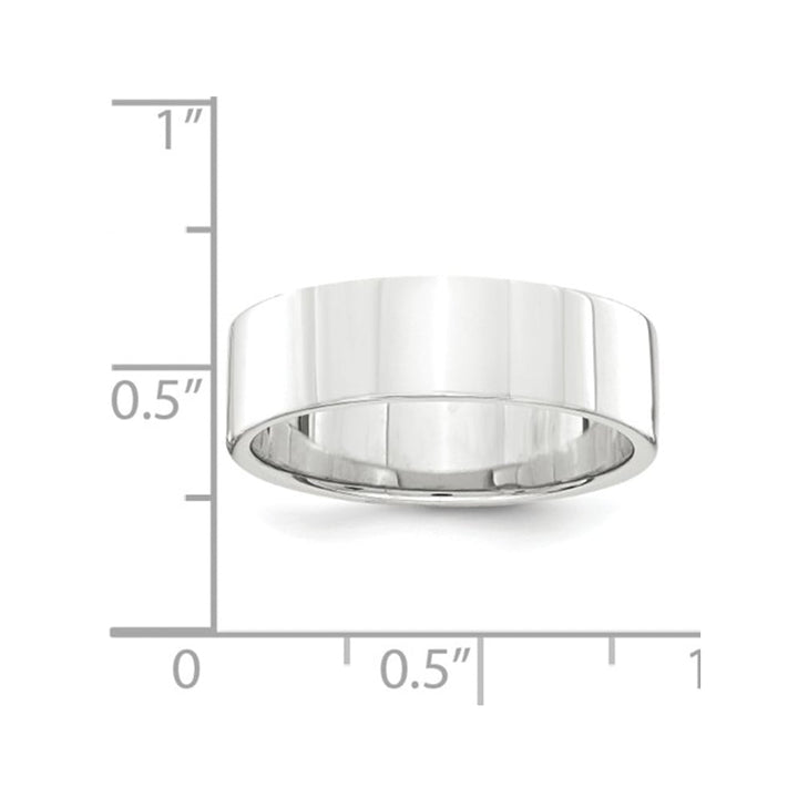 Mens 6mm Platinum Flat Wedding Band Ring Image 2