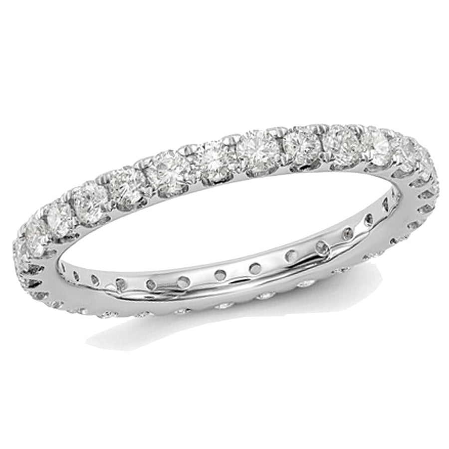 1.00 Carat (ctw H-I, I1-I2) Diamond Eternity Wedding Band in 14K White Gold Ring Image 1