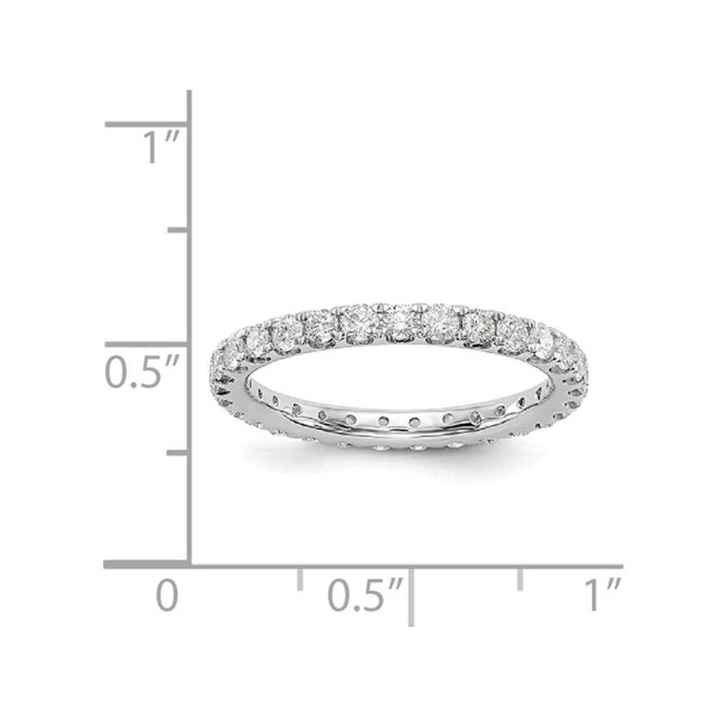 1.00 Carat (ctw H-I, I1-I2) Diamond Eternity Wedding Band in 14K White Gold Ring Image 2