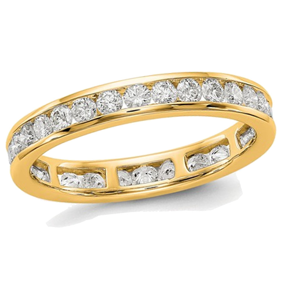 1.00 Carat (ctw Color H-I, I1-I2) Ladies Diamond Eternity Wedding Band Ring in 14K Yellow Gold Image 1