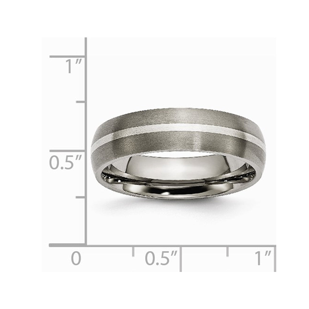 Mens Chisel Titanium Sterling Silver Inlay 6mm Brushed Wedding Band Ring Image 2
