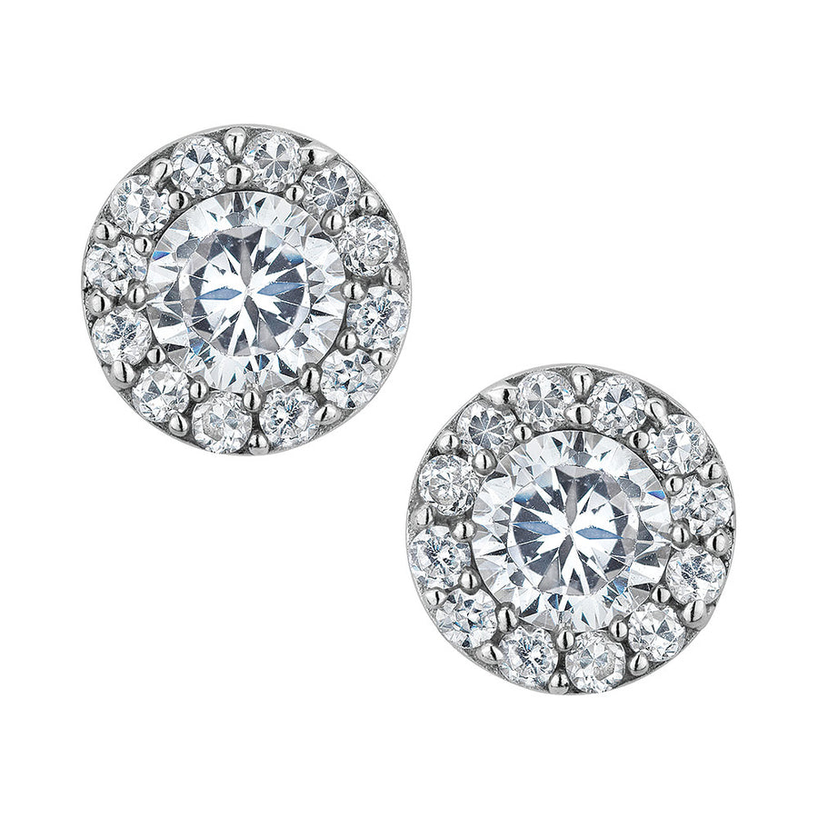 Simulated Crystal Stud Earrings 1.00 Carat (ctw) in Sterling Silver Image 1