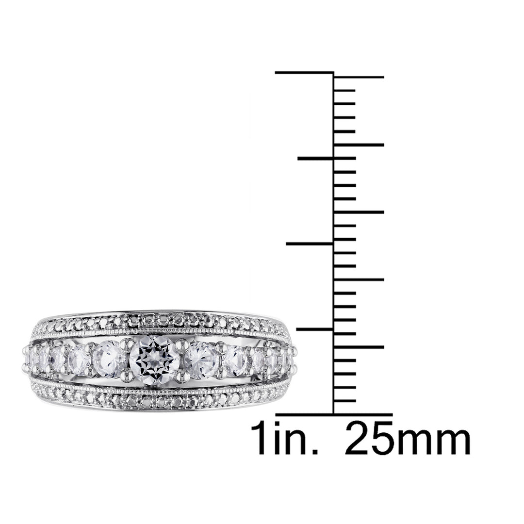 1 1/8 Carat (ctw) Lab Created White Sapphire Graduated Ring in Sterling Silver Image 4