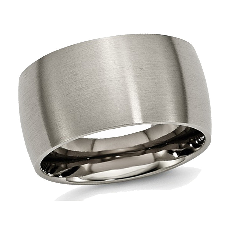 Mens Chisel Titanium 12mm Brushed Wedding Band Ring Image 1