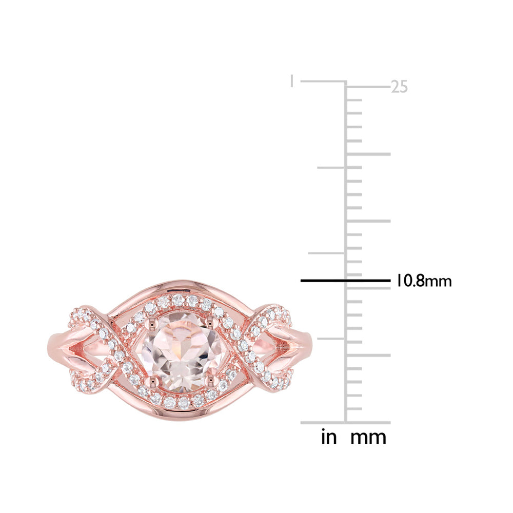 4/5 Carat (ctw) Morganite Infinity Ring in Rose Pink Sterling Silver with Accent Diamonds Image 2