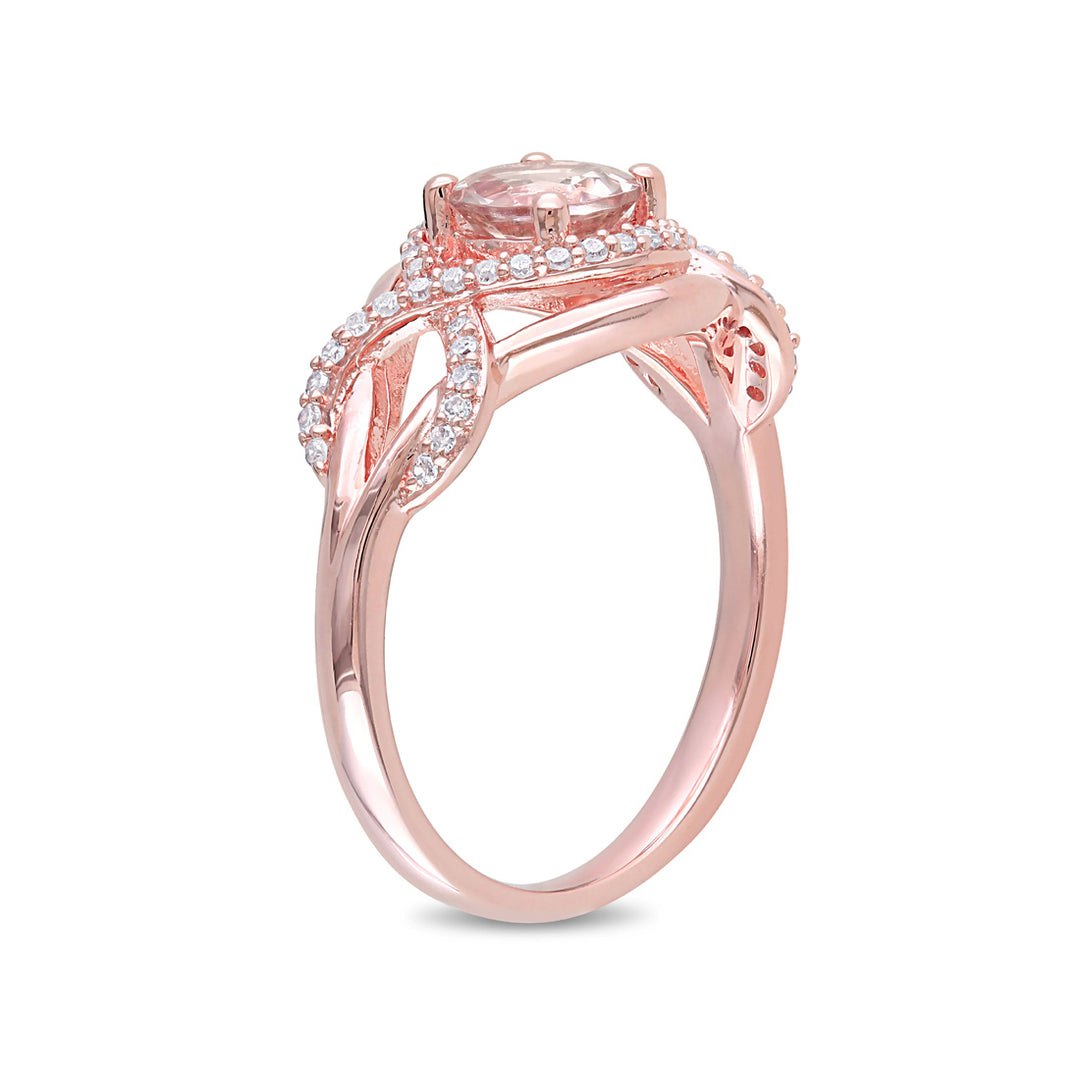 4/5 Carat (ctw) Morganite Infinity Ring in Rose Pink Sterling Silver with Accent Diamonds Image 3