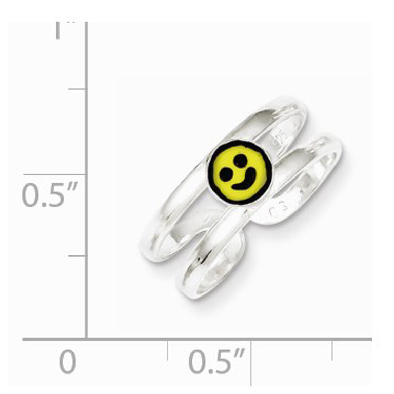 Sterling Silver Yellow and Black Enameled Smiley Toe Ring Image 2
