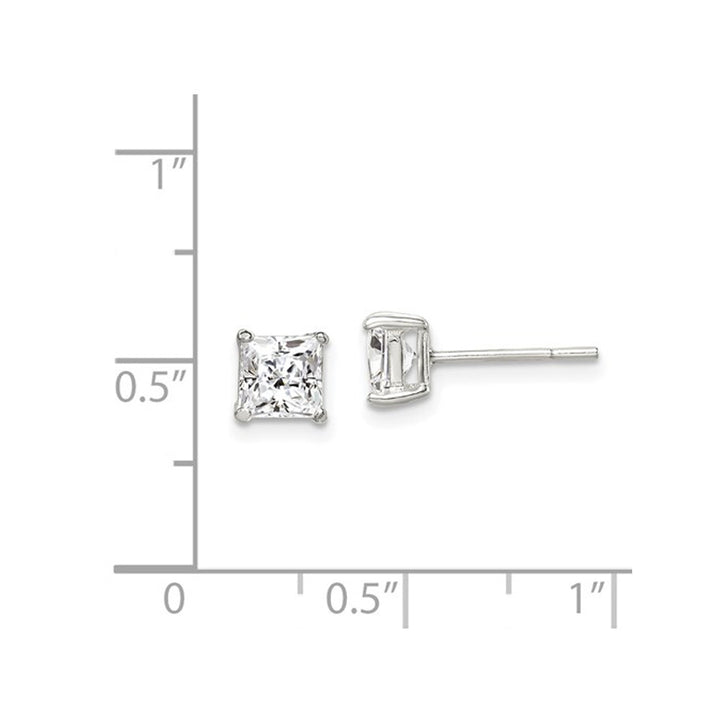 5mm Synthetic Cubic Zirconia (CZ) (CZ) Princess-Cut Solitaire Stud Earrings 1/2 Carat (ctw) in Sterling Silver Image 3