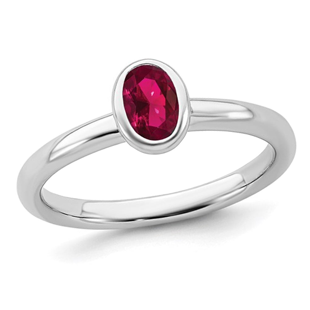 1/2 Carat (ctw) Lab-Created Ruby Ring in Sterling Silver Image 1