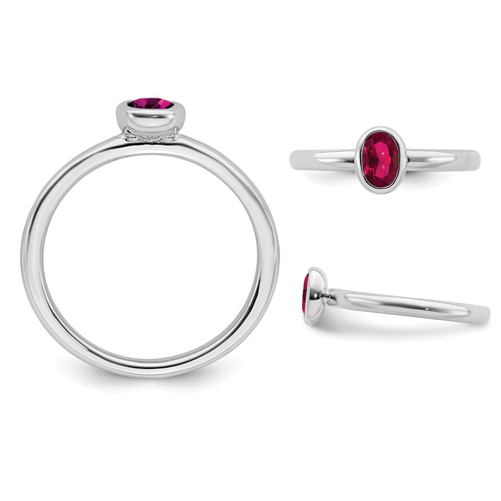 1/2 Carat (ctw) Lab-Created Ruby Ring in Sterling Silver Image 3
