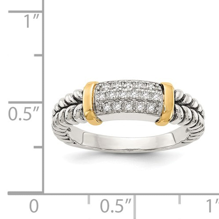 Diamond 1/10 Carat (ctw) Ring in Sterling Silver with 14K Gold Accents Image 3