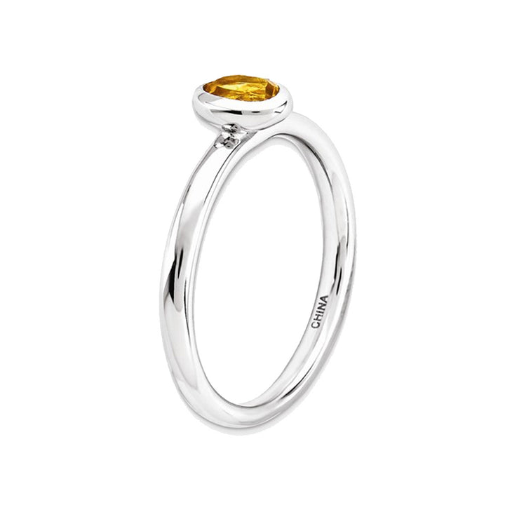 2/5 Carat (ctw) Solitaire Oval Citrine Ring in Sterling Silver Image 3
