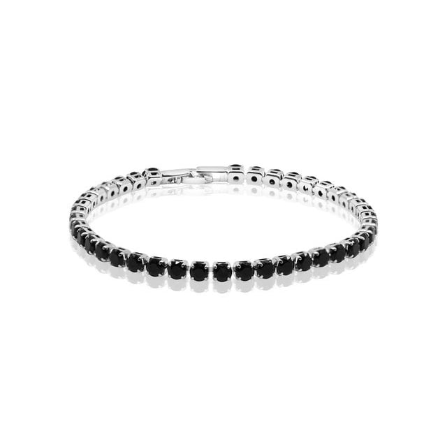 925 Sterling Silver Classic Black Tennis Bracelet Image 1