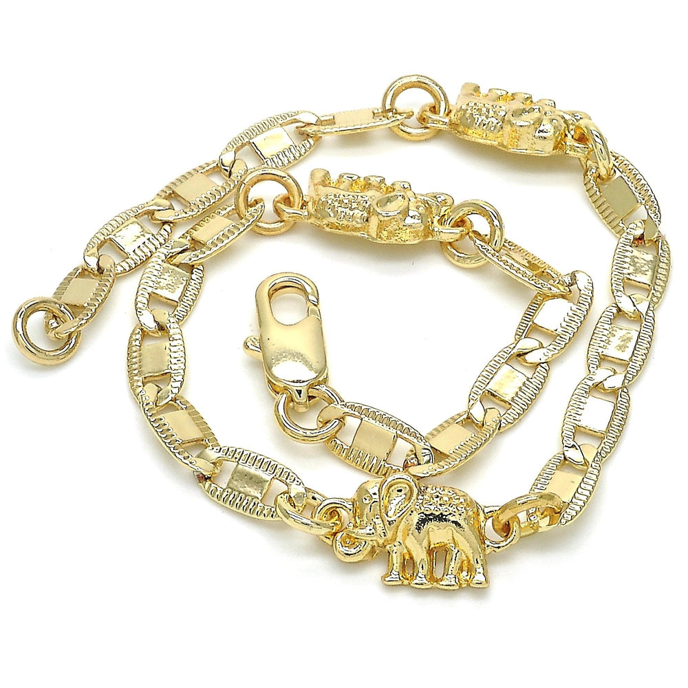 18k Gold Filled High Polish Finsh  Triple Elephant Bracelet 8 Image 2