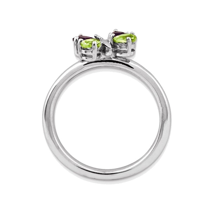 3/5 Carat (ctw) iAmethyst and Peridot Butterfly Ring in Sterling Silver Image 3