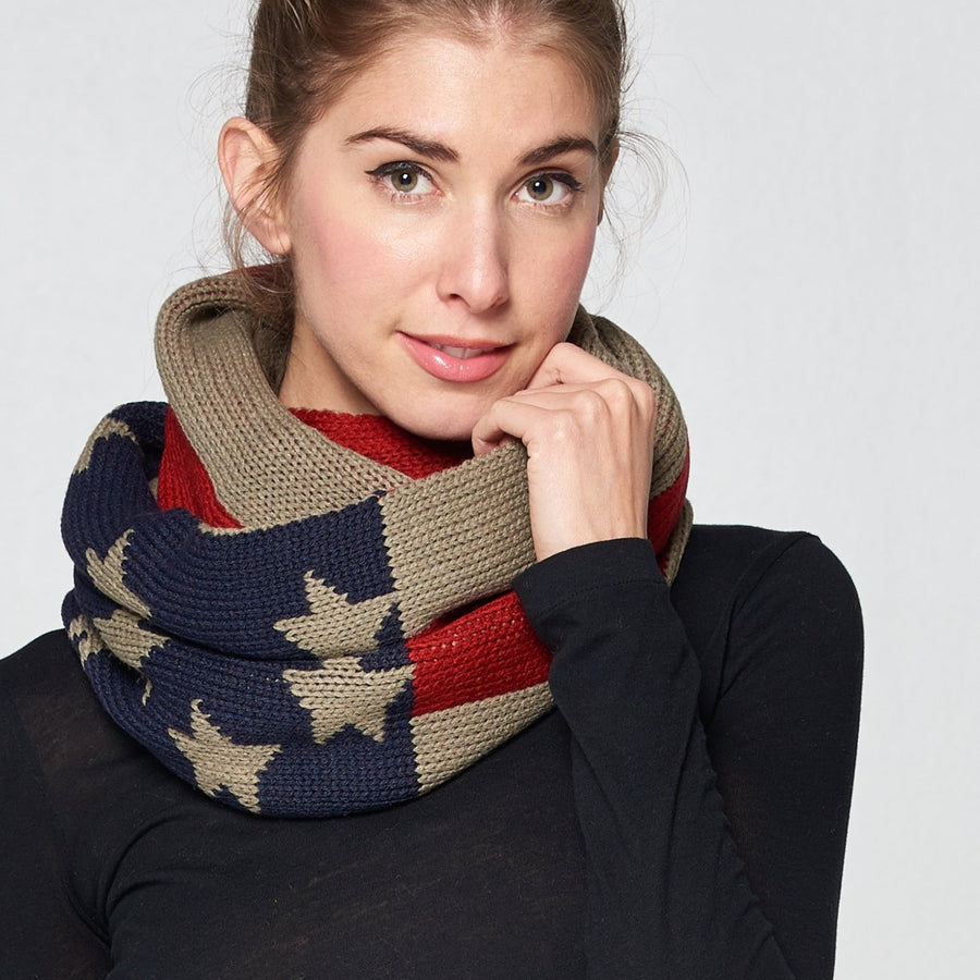 Chunky Knit Patriotic Infinity Scarf Image 1