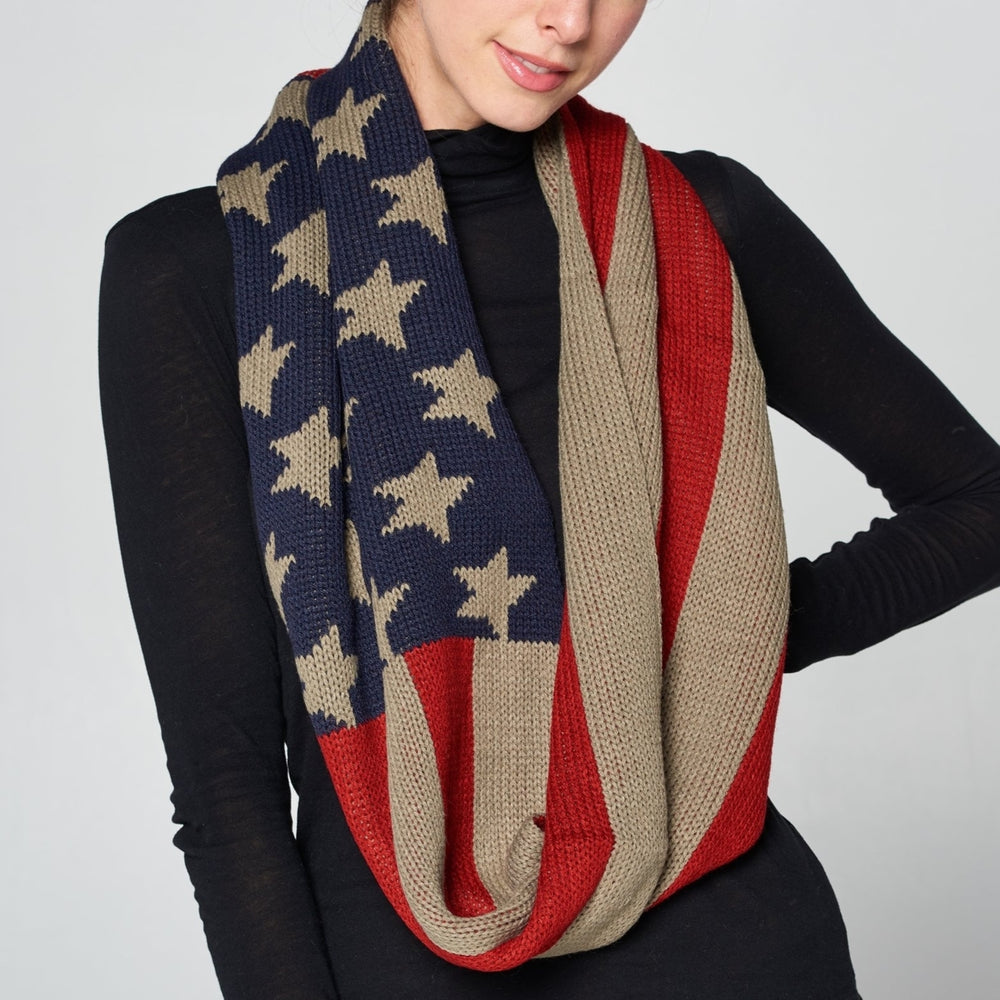 Chunky Knit Patriotic Infinity Scarf Image 2