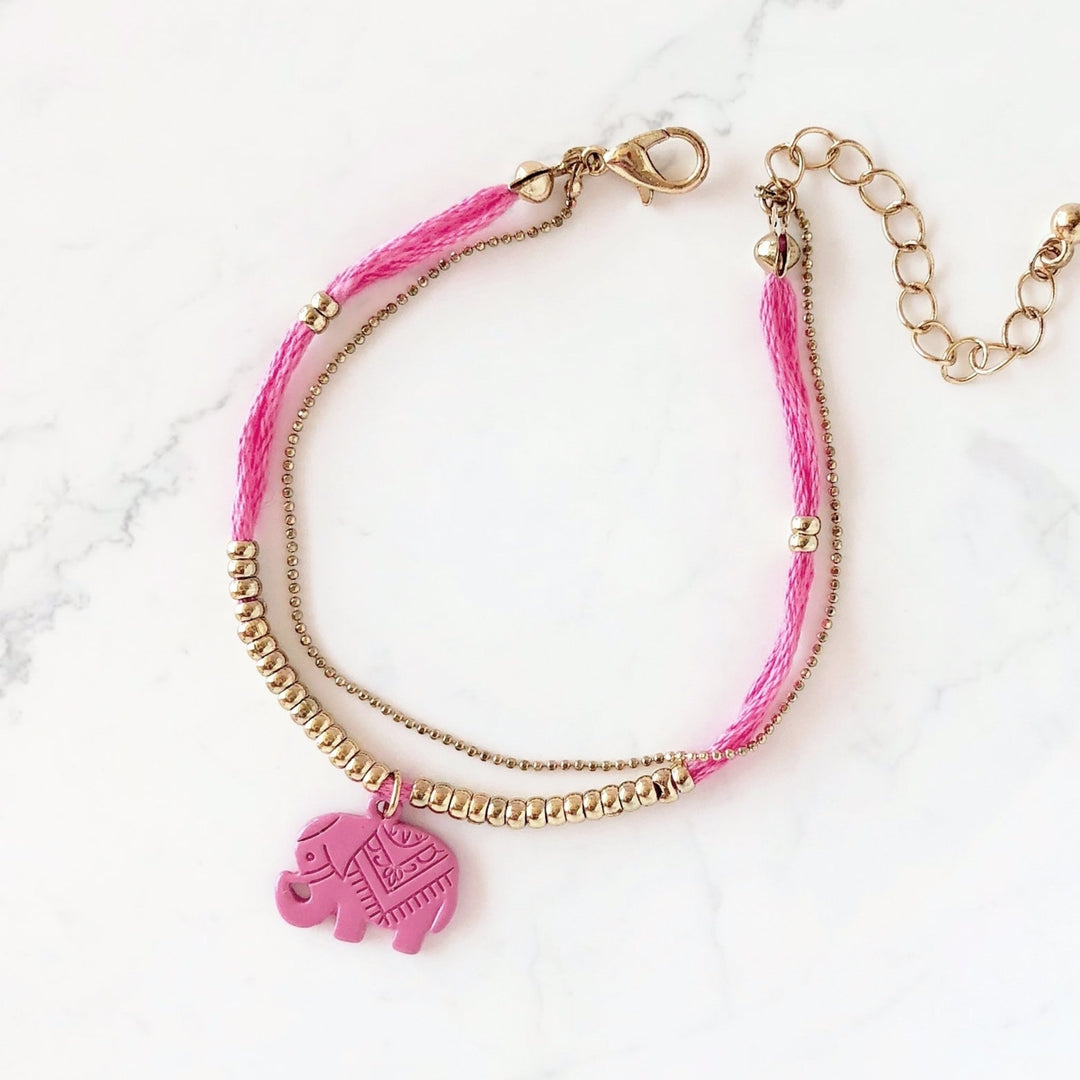 Pink Tribal Elephant Bracelet Image 1