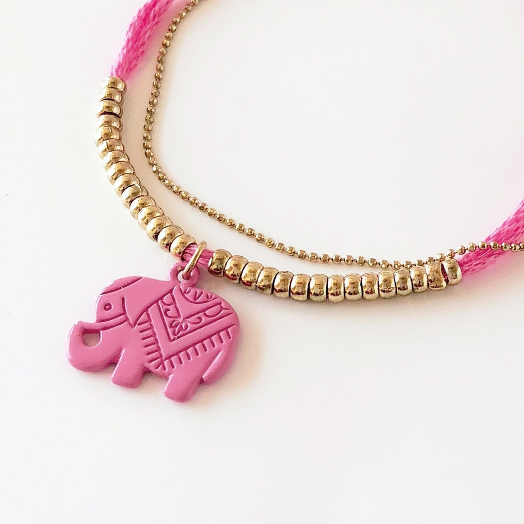 Pink Tribal Elephant Bracelet Image 3