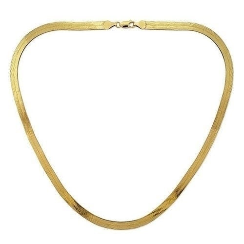 14k Yellow Gold Flat Herringbone Chain Necklace Unisex 20 Image 1